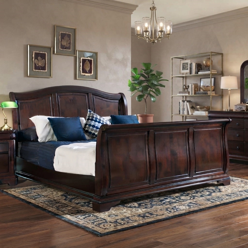 solid wood sleigh bed